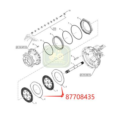 Μεταβλητή φρένων εμπρός 8mm 87708435 Πλάκα φρένων για φορτωτή σπαθί