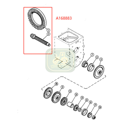 Μέρη μεταφοράς εμπρόσθιου άξονα 7/47 T A168883 Bevel Gear για φορτωτή βαλβίδας
