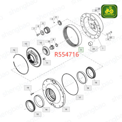 Αντικατάσταση εμπρόσθιου άξονα 67T R554716 Ring Gear για τρακτέρ